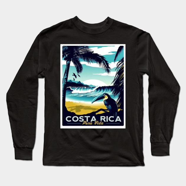 Costa Rica Vintage Travel and Tourism advertising Print Long Sleeve T-Shirt by posterbobs